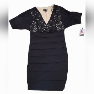 Black Dress with Embroidered & Ripple Detail